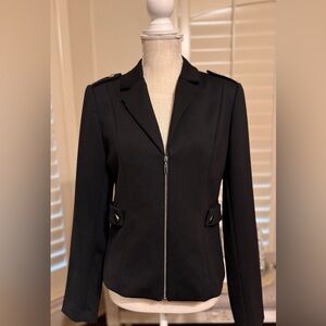 New York and Company Black Front Zip Knit Blazer